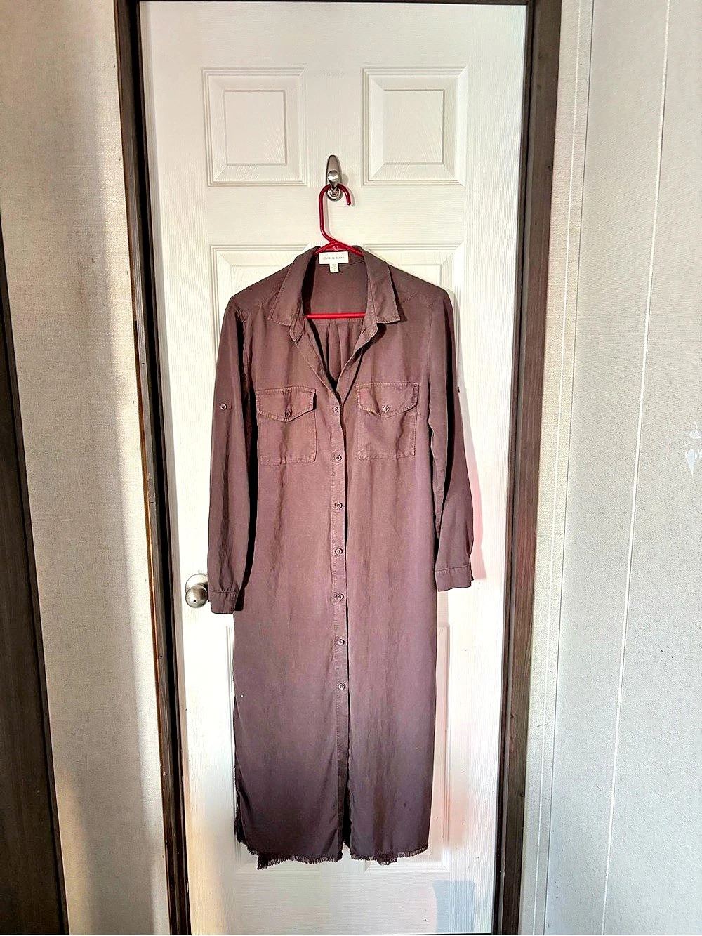 cloth & stone Long Sleeve Maxi Shirtdress Brown Large